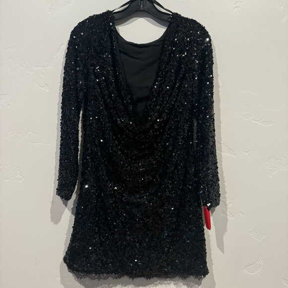 Sachin and Babi Black Cameron Sequin Mini Dress: Long Sleeve - Picture 8 of 15